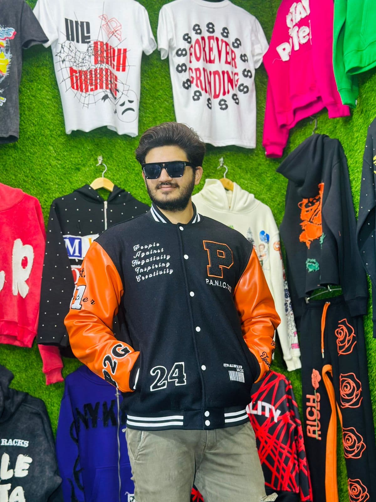 lettermen jacket with embroidery and chenille work